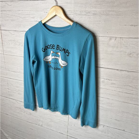 Life is Good T-Shirt Kids Size XXL Aqua "Goose Bumps" Long Sleeve 100% Cotton - Picture 4 of 16